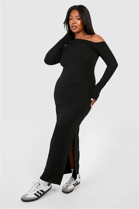 Plus Ruched Bardot Long Sleeve Maxi Dress | boohoo AU