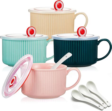 Amazon.com | Jingmore 4 Pcs 30 oz Large Soup Bowl with Handle Vented ...