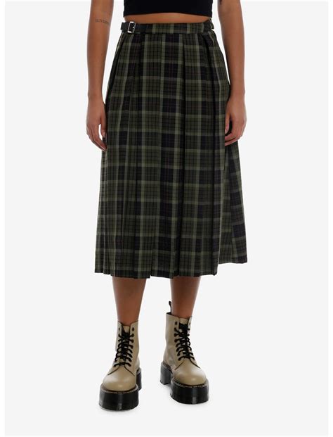 Thorn & Fable Green Plaid Midi Skirt | Hot Topic