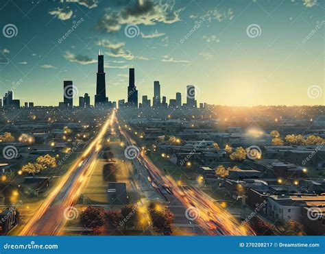 Portage Park Neighborhood in Chicago, Illinois USA. Stock Illustration ...