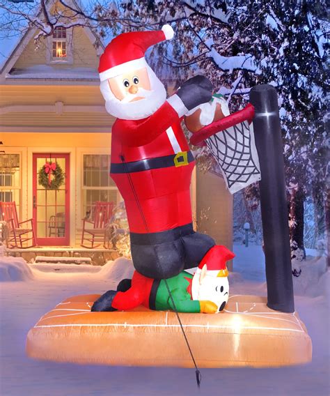 Holidayana Christmas Inflatables 8ft Santa Basketball. Giant Christmas ...