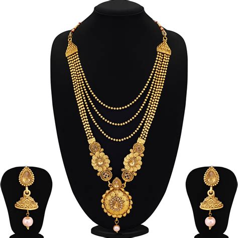 Sukkhi Traditional Gold Plated Long Haram Dual Necklace Set for women ...