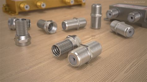 Coaxial Cable Connector and Extender Set Silver Plated 3D model | 3D ...