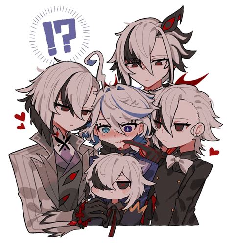 furina, arlecchino, and arlecchino (genshin impact) drawn by zunusama ...