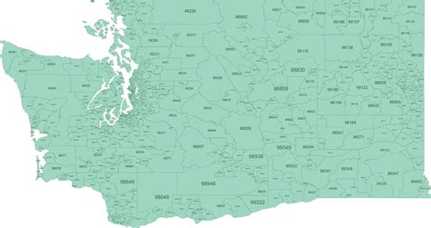 Washington ZIP Code Map Basic - your-vector-maps.com