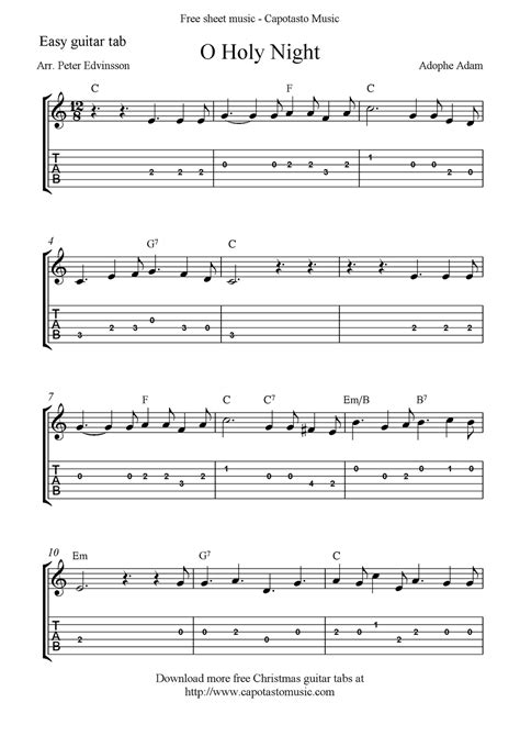 Beautiful Christmas Guitar Sheet Music: O Holy Night