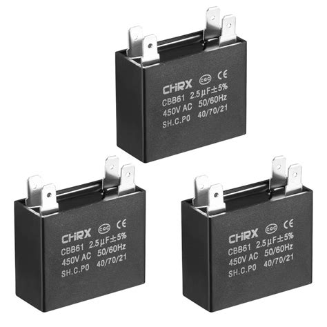 Buy uxcell CBB61 Run Capacitor 450V AC 2.5uF Doule Insert Metallized ...