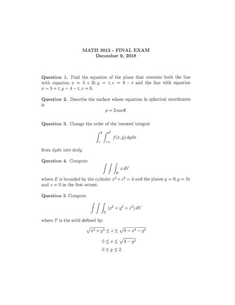 Math 3012 Requirements