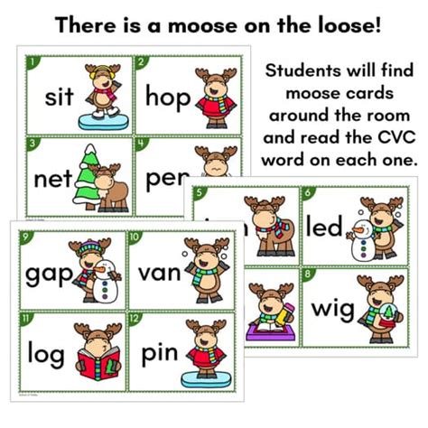 Winter Rhyming Words Write the Room | CVC Word Rhyming December Activity