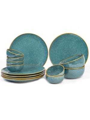 Buy BODHI HOUSE Ocean Green Reactive Glaze 14 Pieces Dinner Set ...
