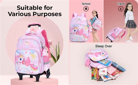 PALAY 3 Compartments Unicorn Print School Backpack For Girls Travel ...