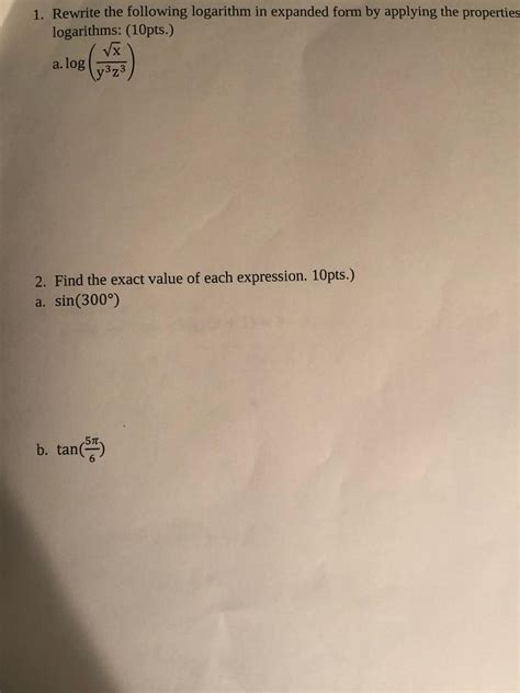 Writing Logarithms in Expanded Form 的图像结果