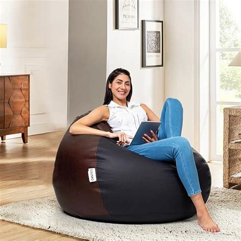 Amazon Brand - Solimo Premium Faux Leather Bean Bag, Filled with Beans ...