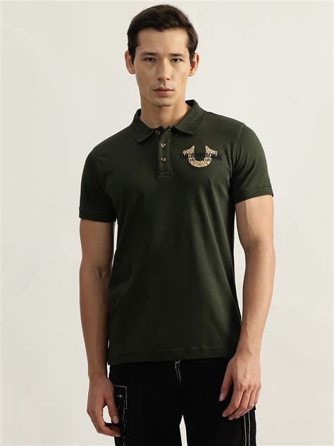 Shop True Religion Men Olive Solid Polo Collar Short Sleeves T-Shirt ...