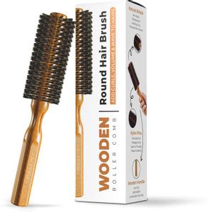 RUBAB MEN Natural Bristle Round Roller Comb Hair Brush For Men & Women ...