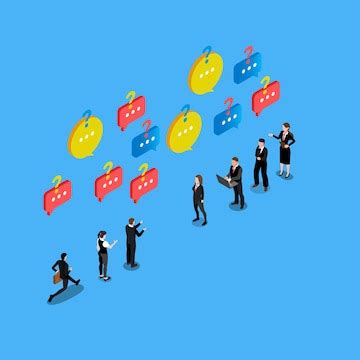 Business people asking questions around | Premium Vector