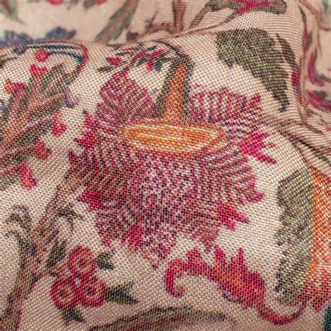 Cream And Sangria Purple Floral Pattern Digital Print Viscose Muslin F ...