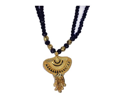 Buy Anshenterpris Gold-Plated AD, Black Beaded moti mala for Women ...