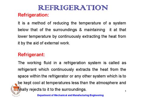Refrigeration Concepts & Systems - Lecture Notes for MECH 101 - Studocu