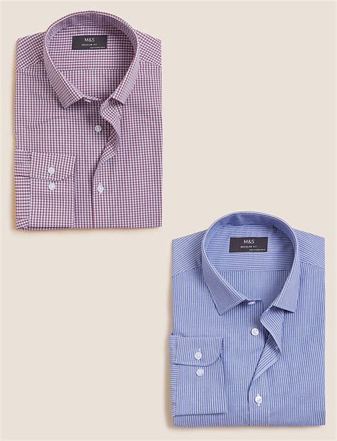 Buy 2pk Regular Fit Printed Long Sleeve Shirts at Marks & Spencer