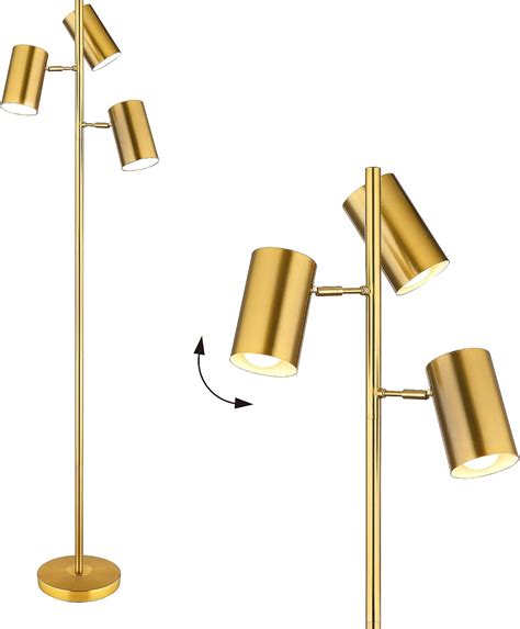 Tree Floor Lamp with 3 Light Bulbs,Gold Standing Tall Pole Lamp with 3 ...