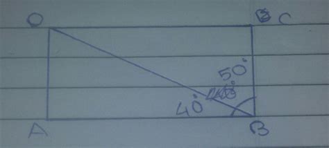 ABCD is a rectangle with angle abd=40 determine angle dbc - Brainly.in