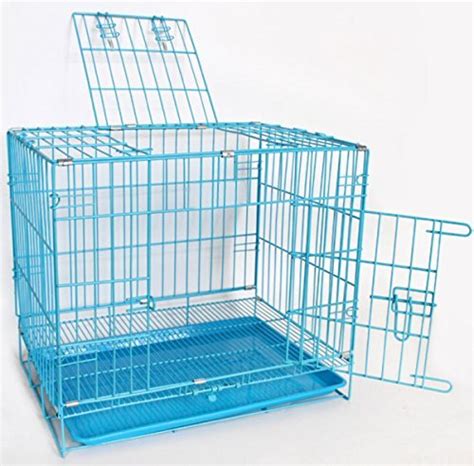 Dog Puppy Cage Folding 2 Door Crate with Non-Chew Metal Tray - 77x46x54 ...