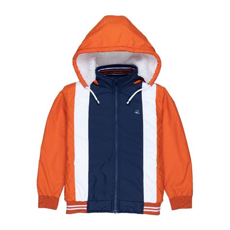 Buy Orange Colour Block Hooded Jacket for Boys | Status Quo