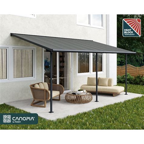 Canopia by Palram Sierra 10-ft x 18-ft Gray/Gray Aluminum Patio cover ...