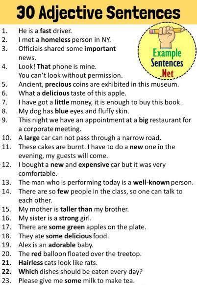 give 30 examples of adjective plz it's arjent - Brainly.in