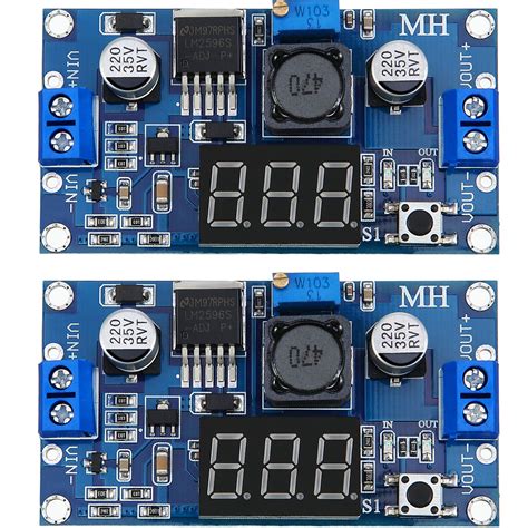 Buy Weewooday 2 Pieces Adjustable LM2596S DC-DC Buck Converter Reduced ...