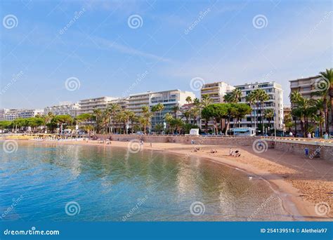 Beach in Cannes, French Riviera, France Editorial Stock Image - Image ...