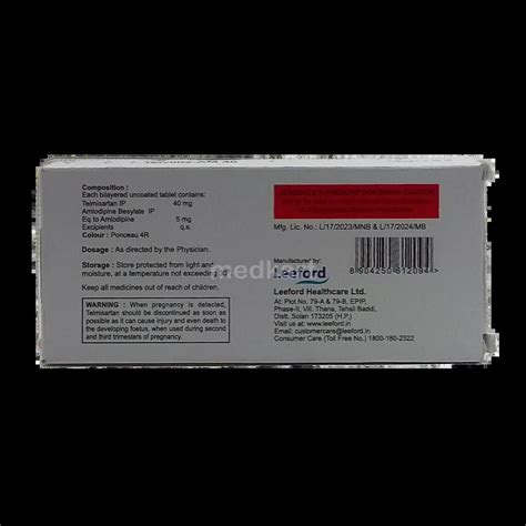 TELVILITE AM 40MG TABLET 10'S Price, Uses, Side Effects & Substitutes ...