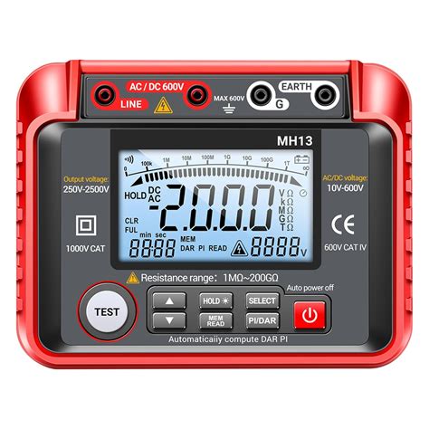 KKnoon 250V-2500V Digital Insulation Resistance Tester 1MΩ-200GΩ Megger ...
