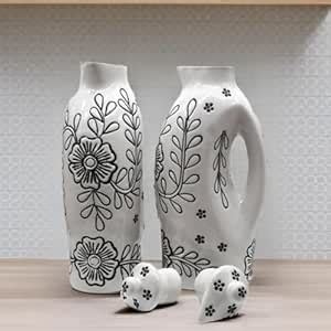 Kraftlik Handicrafts Ceramic Oil Dispenser | Pack of 2 | White | 1000 ...