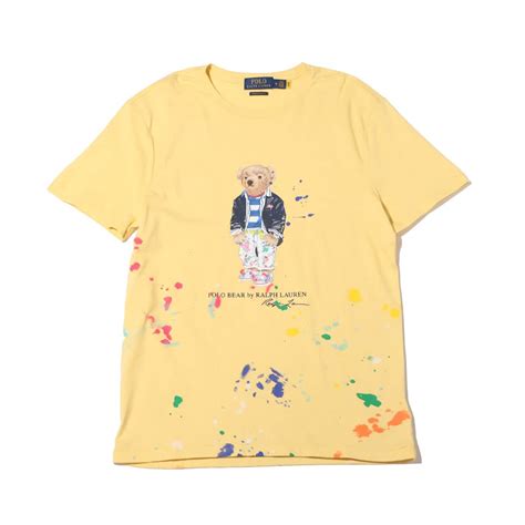 POLO RALPH LAUREN CUSTOM SLIM FIT POLO BEAR T-SHIRT EMPIRE YELLW CLR ...