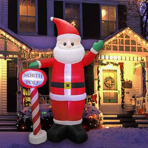 Buy MorTime 8 FT Christmas Inflatable Santa Claus with Guidepost, Blow ...