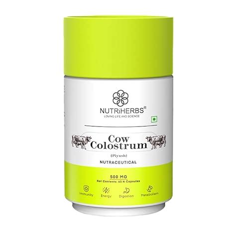 NUTRI HERBS Pure Cow Colostrum Powder Capsules 500mg | Natural Immunity ...