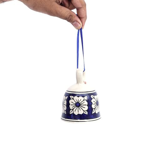 Handcrafted Ceramic Hanging Christmas Bell - Blue – Natriel