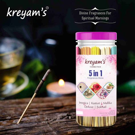 Kreyam's Combo Original Agarbatti Pack Fragrance Incense Stick Negative ...