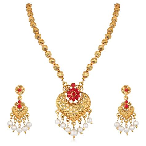 Apara Pendant Chain Earring Necklace Jewellery Set for Women : Amazon ...