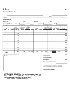 2018-2025 Form Tulane University Travel Expense Itemization Sheet Fill ...