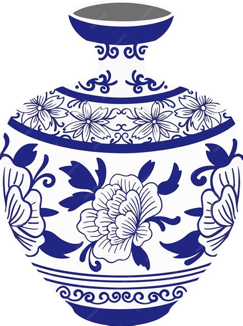 Premium Vector | Chinese traditional vase blue porcelain