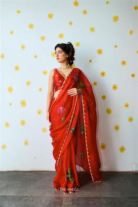 Kamal Red Organza Silk Saree – The Haelli