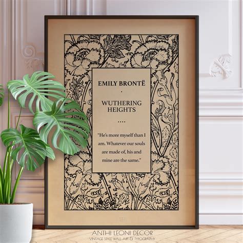 Wuthering Heights Book Cover Art Poster Print - Emily Bronte Book Title Page Art Print, Classic ...