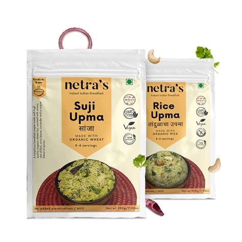 Instant Indian Breakfast | Suji Upma, Rice Upma (2 bags, 400g / 8 serv ...