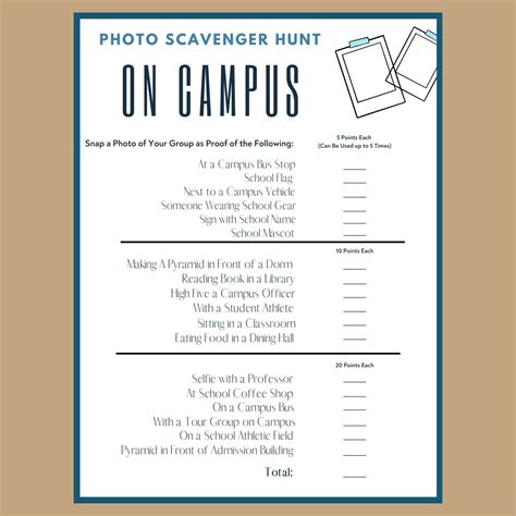 College Scavenger Hunt Worksheet - Writing Practice Worksheet