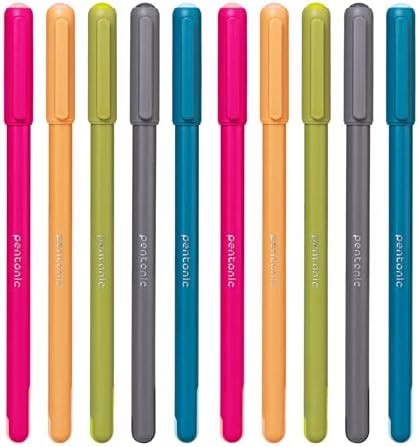 Pentonic 0.7mm Ball Pen | Vibrant Multicolor Body | Blue Ink, Pack of ...