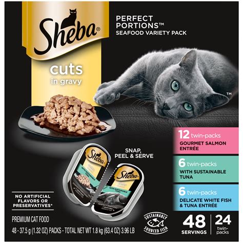 Sheba Wet Cat Food for Adult Cat Cuts in Gravy Variety Pack, With ...