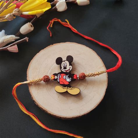 Mickey Wooden Rakhi – Bhai Please India